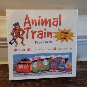 Vintage! New! Animal Train Floor Puzzle glow in the dark Sealed!🎉HP🎉